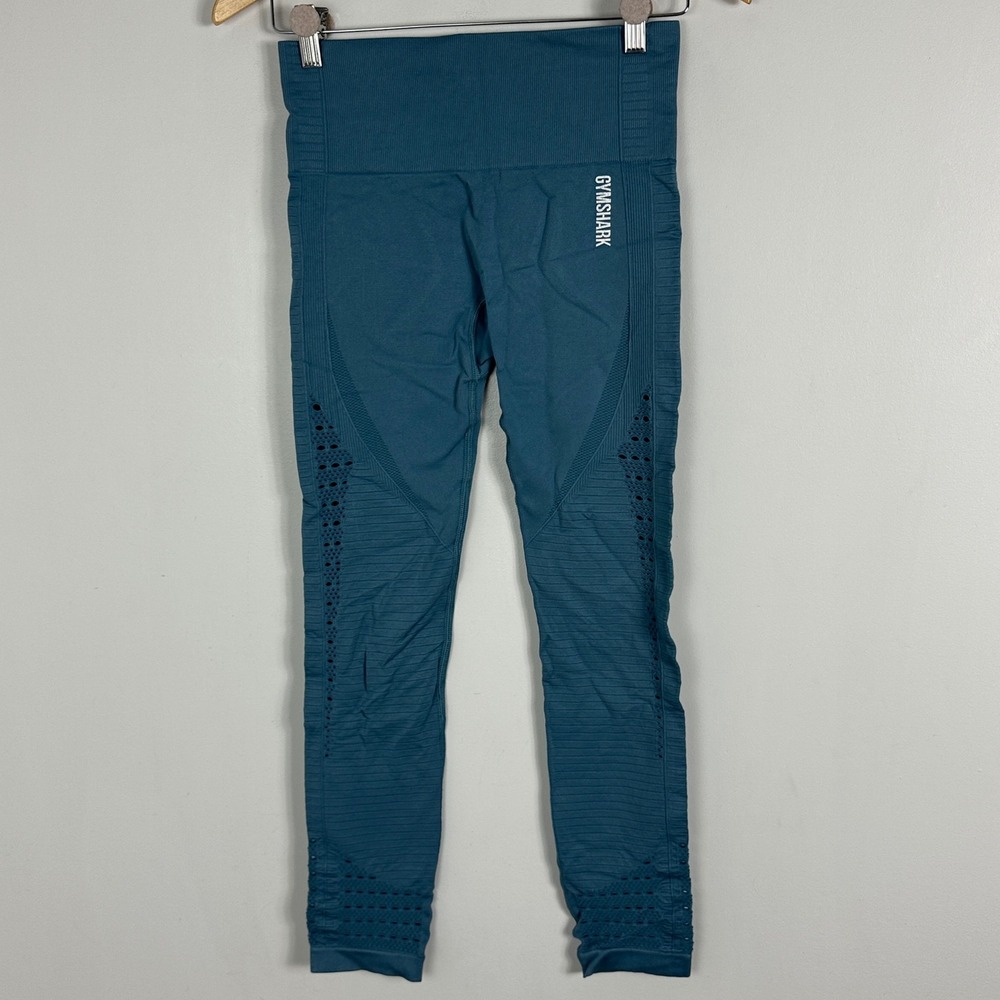 Gymshark Energy Seamless Cut Out Leggings Blue Womens‎ Size Small High Rise Gym